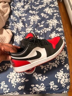 Nike Kids' Red/Black/White Low-Top Sneakers with Black Swoosh